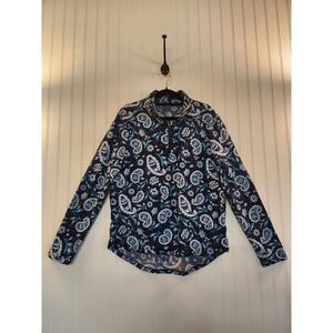 Vera Bradley Womens Blue Paisley Quarter Zip Fleece Pullover Size M Long Sleeve